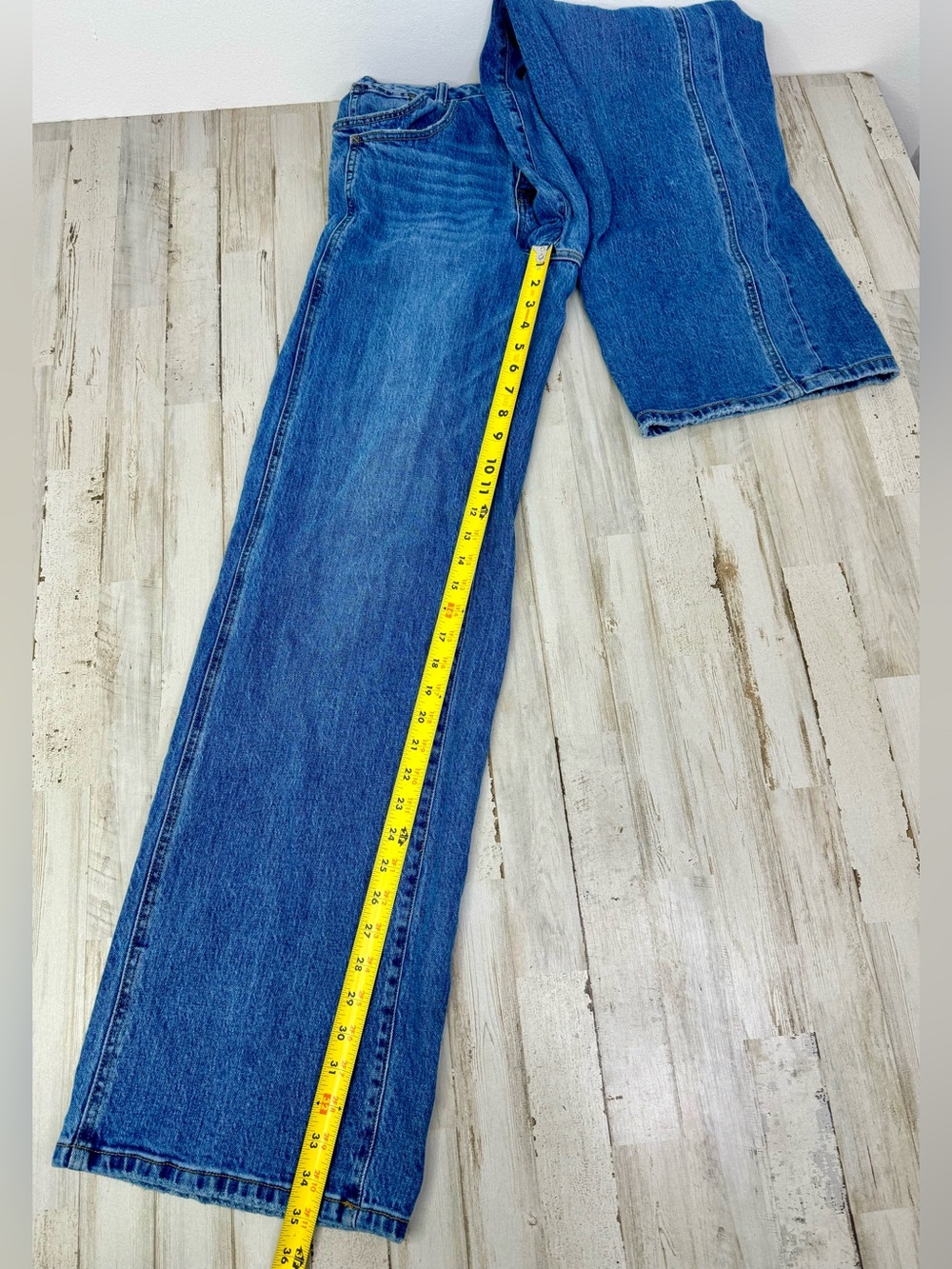 Vervet Blue Straight Wide Leg Jeans 28 (32x35) High Rise - Picture 8 of 11